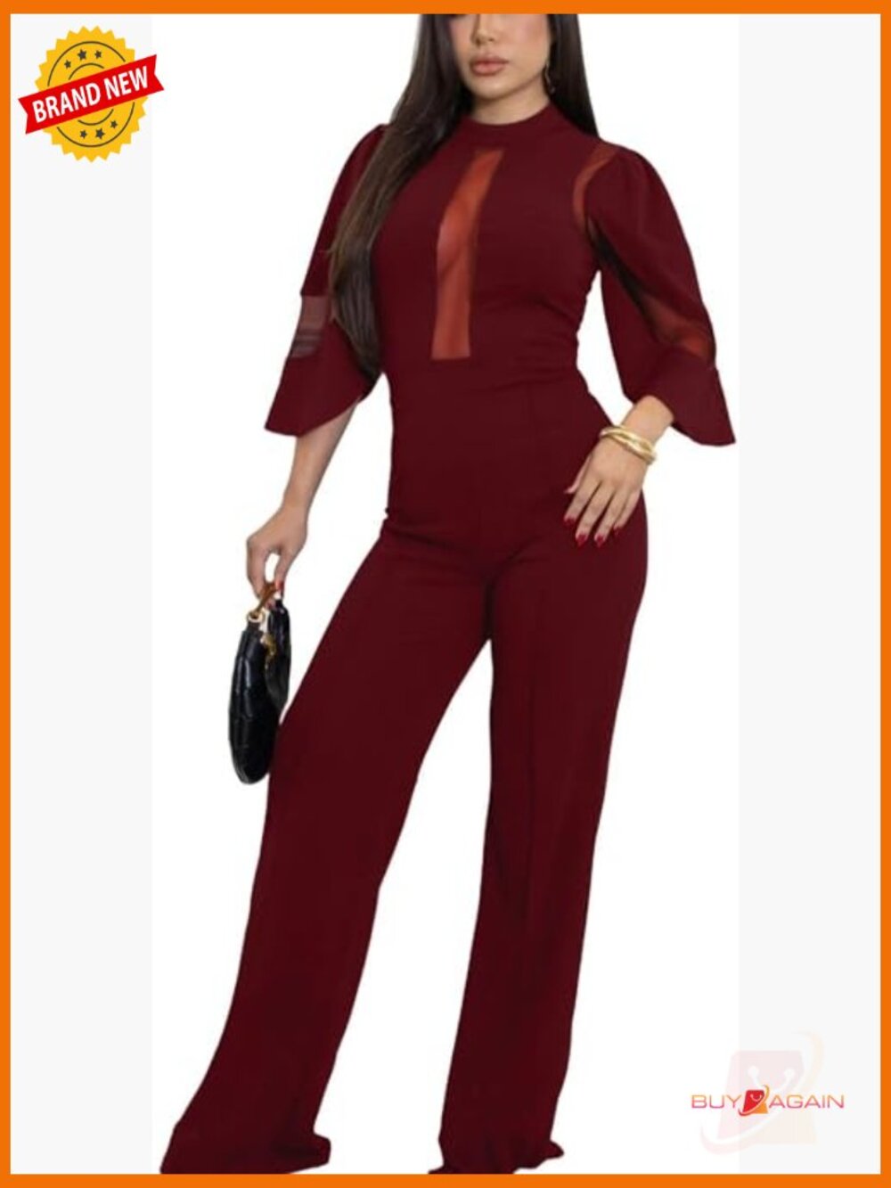 Elegant Wide Leg Formal Jumpsuit with Zipper Closure for Party